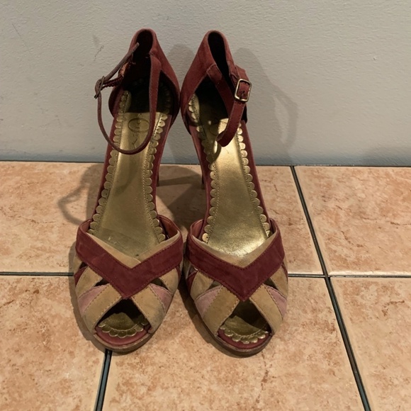 Joey O Leather Peep Toe Heels size 7.5 - Picture 3 of 12